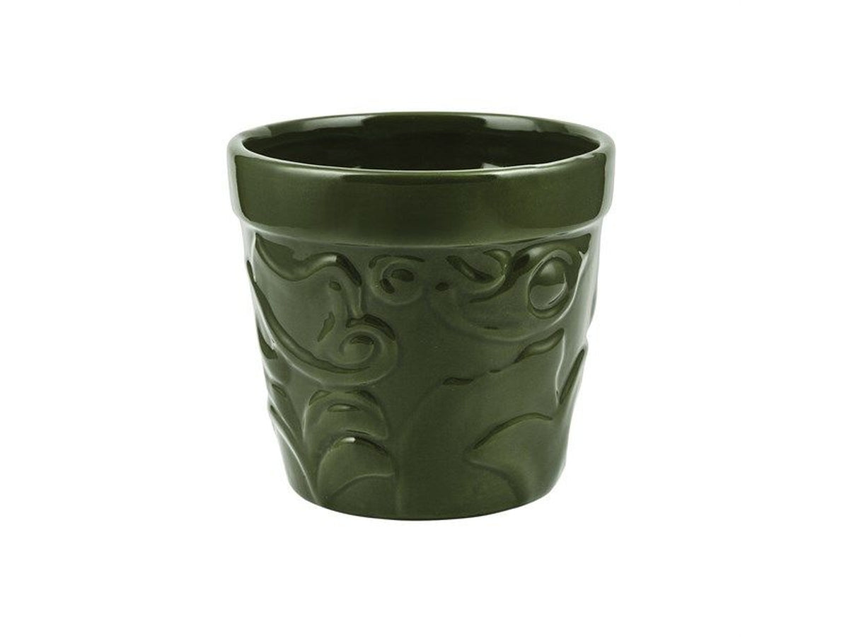 Vaso con decori a rilievo 11,5xh.10,5cm verde $