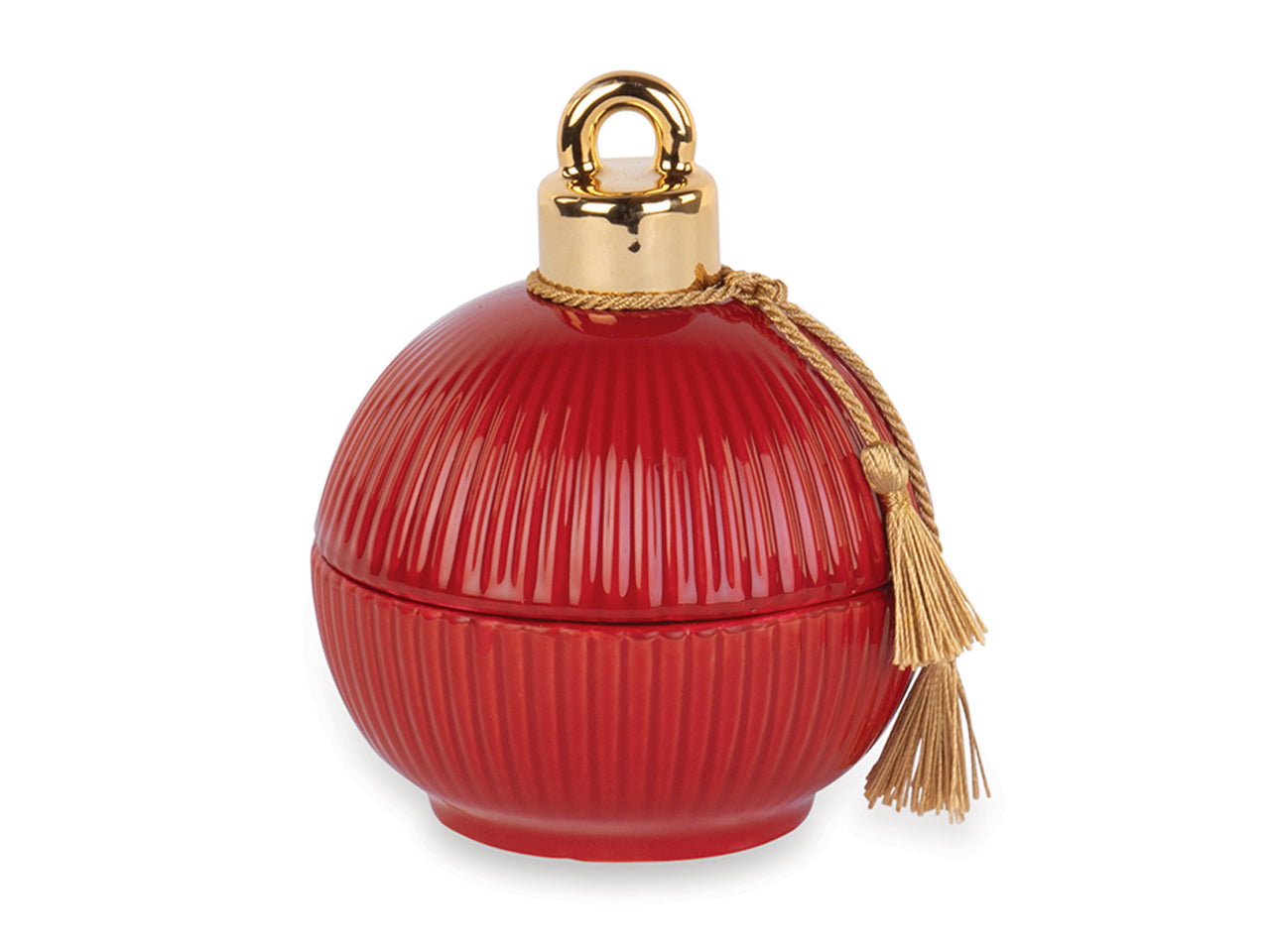 Candela palla in vetro plisse 10cm bordeaux