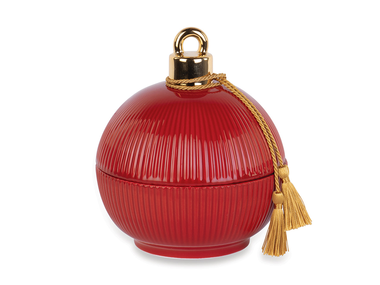 Candela palla in vetro plisse 15cm bordeaux