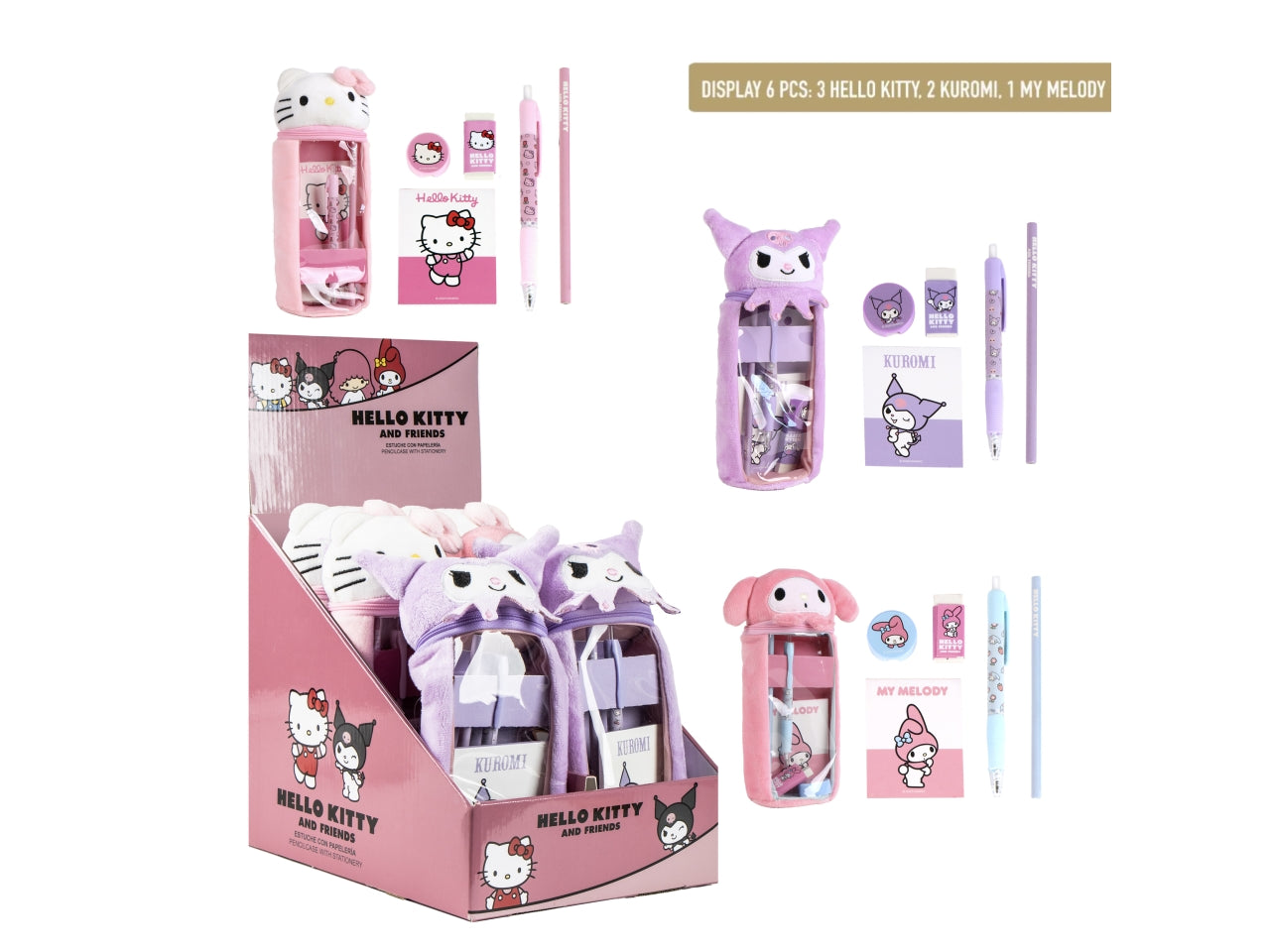 Hello kitty astuccio in peluche con accessori