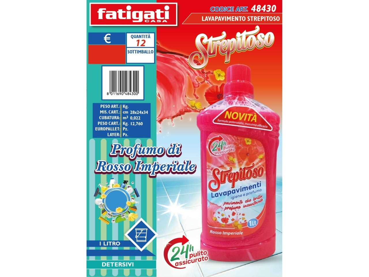 Lavapavimenti strepitoso rosso imperiale 1lt