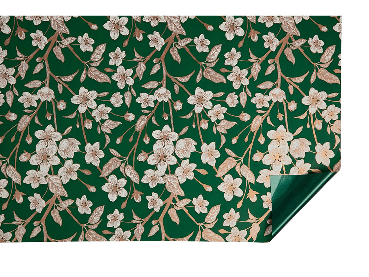 Bobina bronze 40my 1x25mt double face fiorato verde petrolio/bronzo