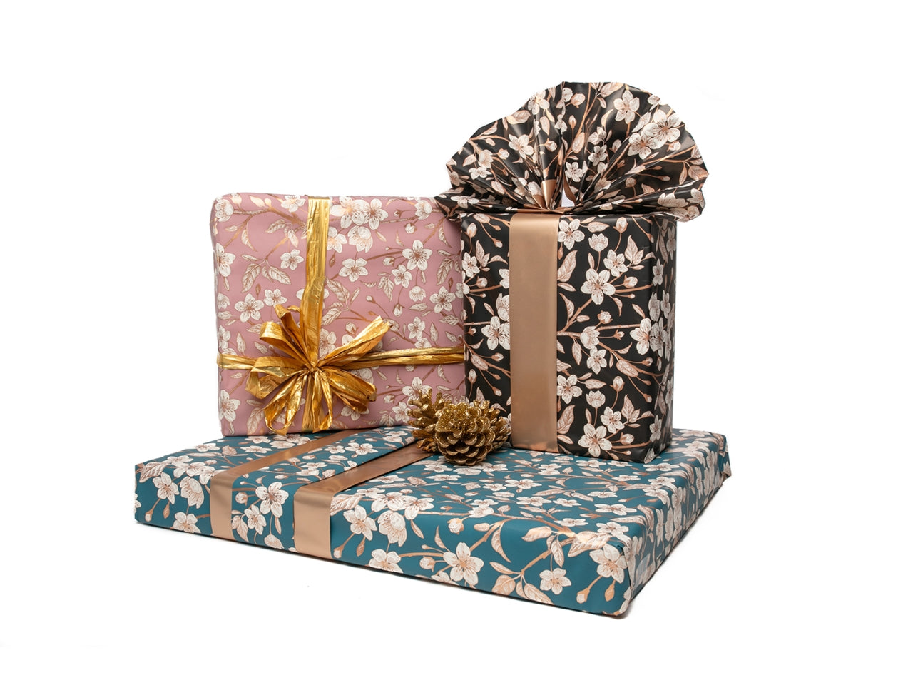 Bobina bronze 40my 1x25mt double face fiorato verde petrolio/bronzo