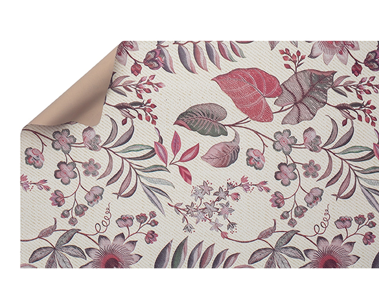 Bobina textile fiorata double face 40my 1x25mt panna/oro