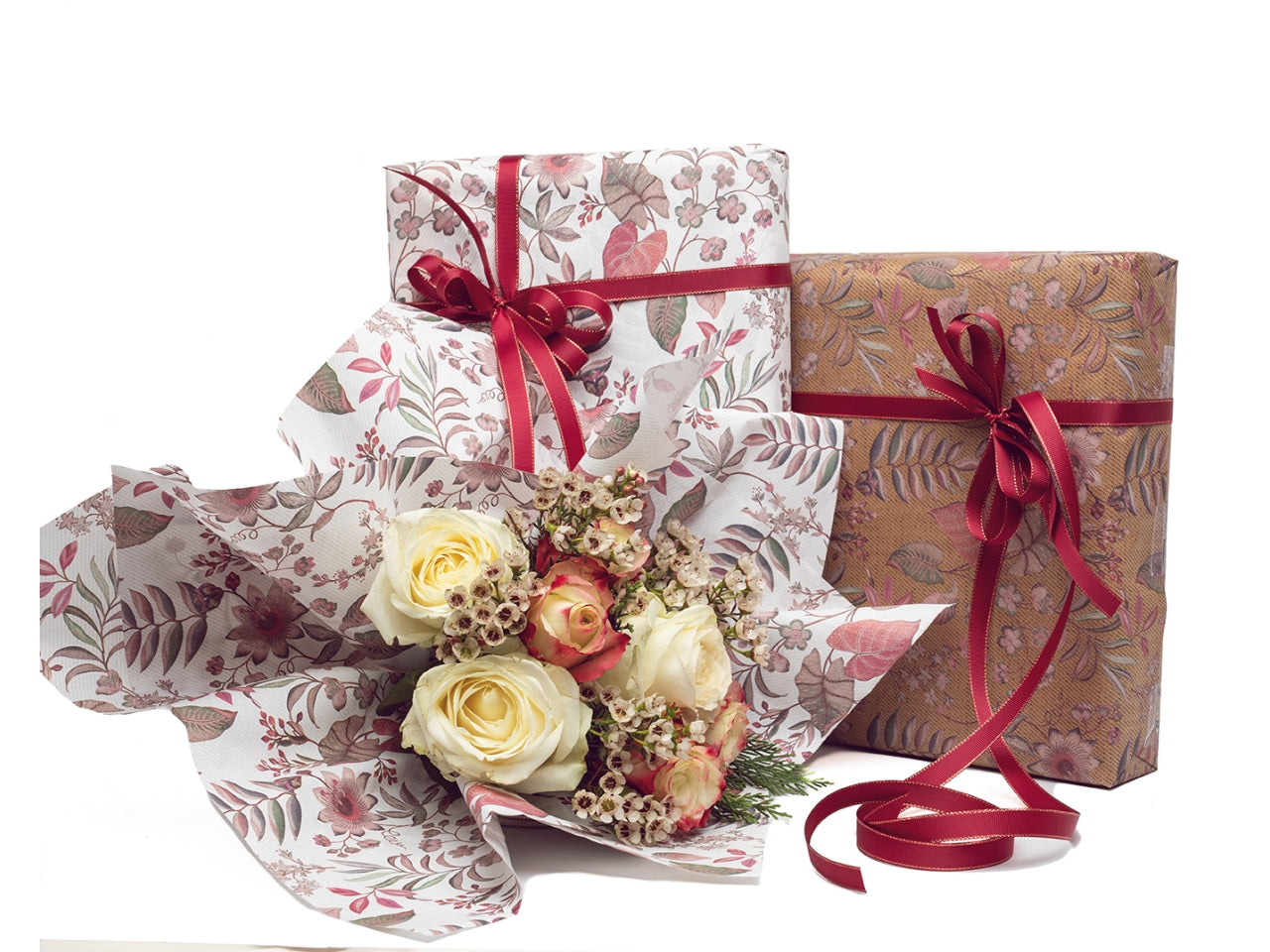 Bobina carta textile fiorata 0,80x20mt kraft