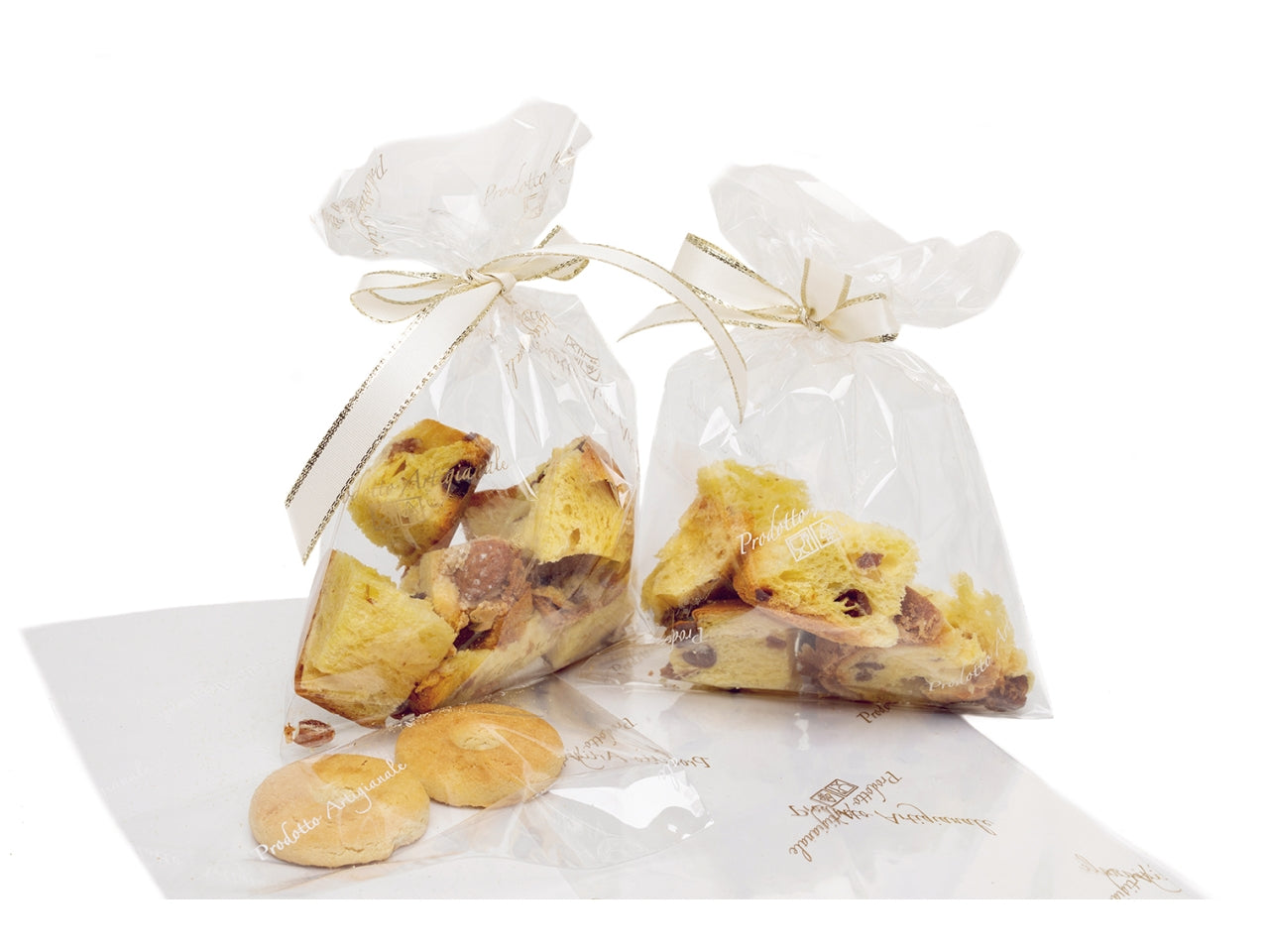 Buste trasparenti con scritta prodotto artigianale oro 20x32cm per uso alimentare in confezione da 50 pezzi