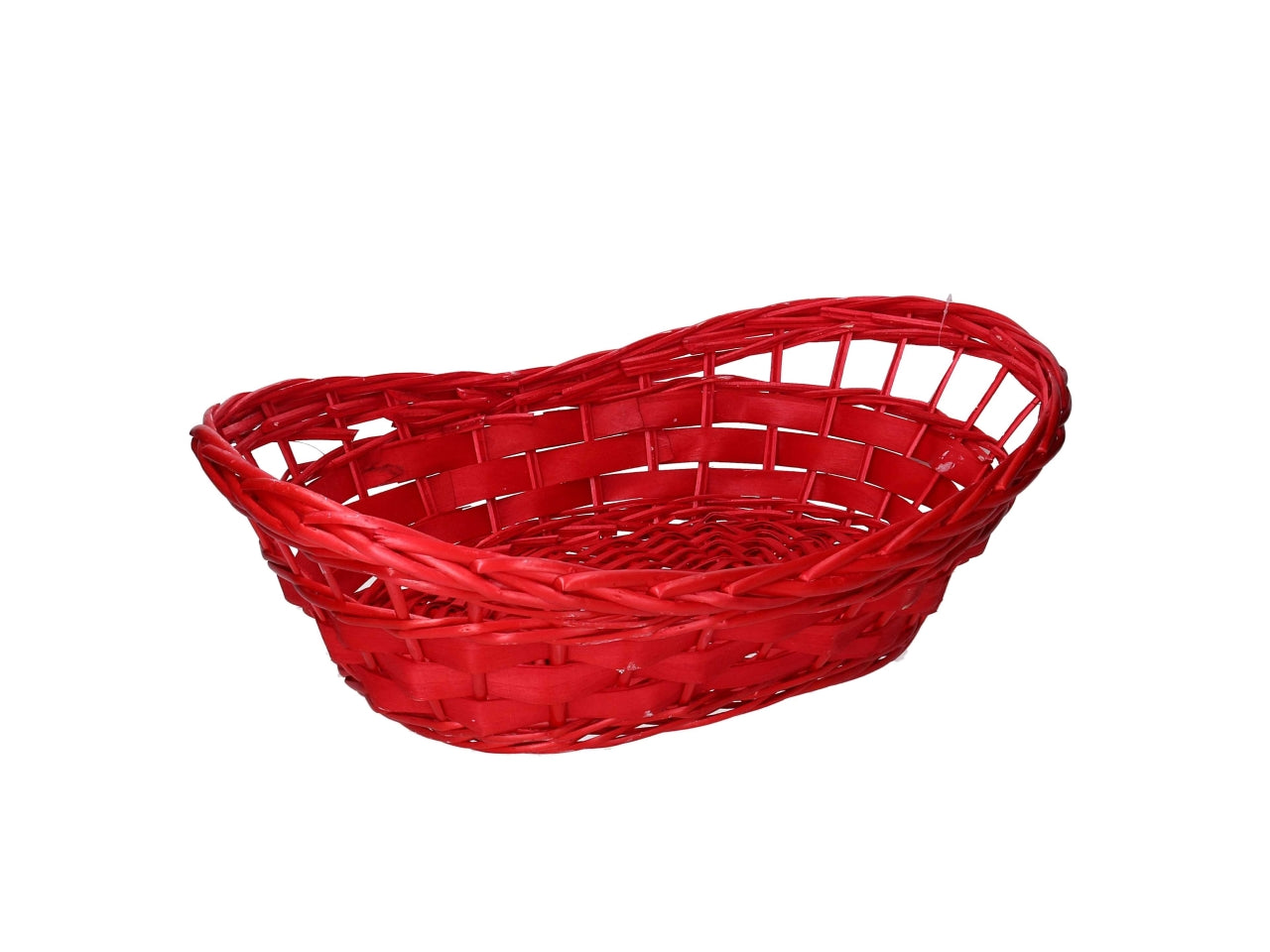 Cesta in vimini ovale 50x36xh12/17cm rosso