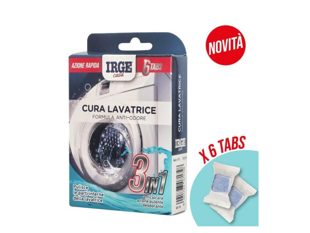 Tabs per pulizia lavatrice, set 6 tabs