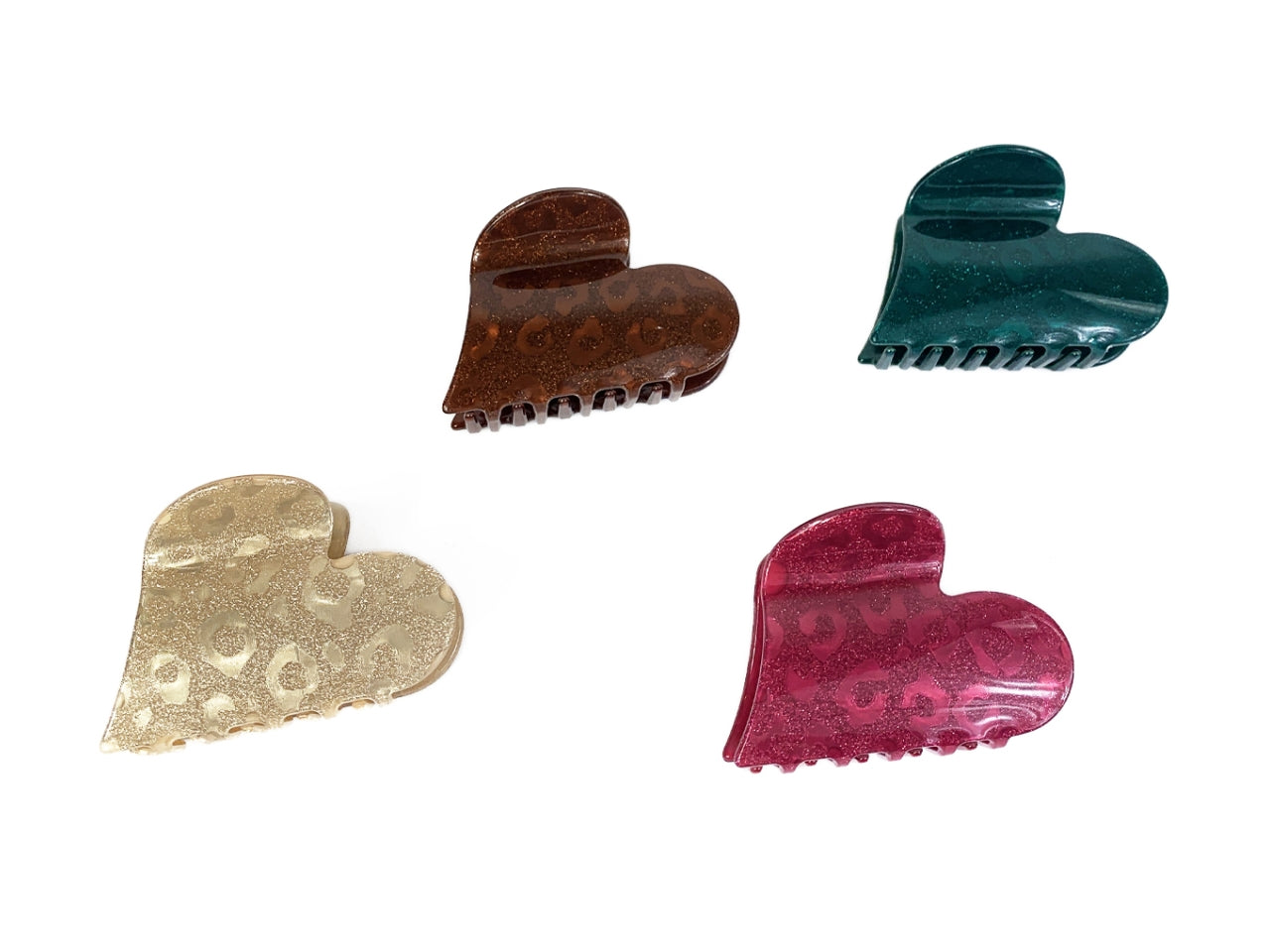 Pinza heart glittery animalier