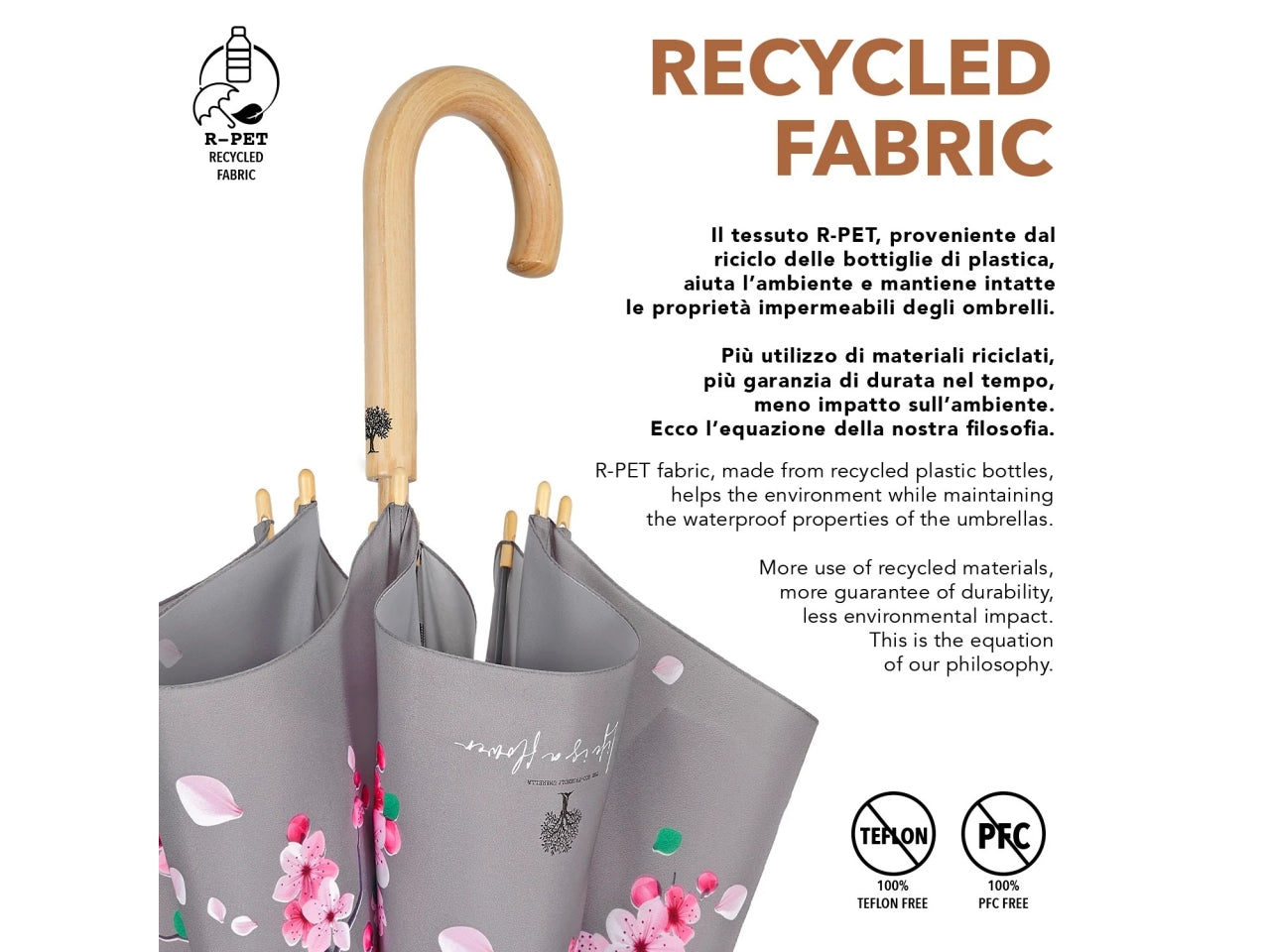 Ombrello donna 61cm automatico con stampa fiore di pesco