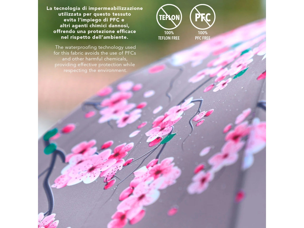 Ombrello donna 61cm automatico con stampa fiore di pesco