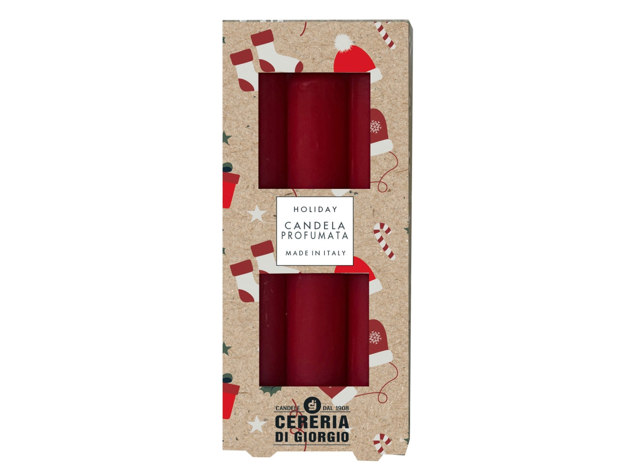 Candela pocket season 12,5cm in confezione da 3 pezzi profumazione holiday rossa