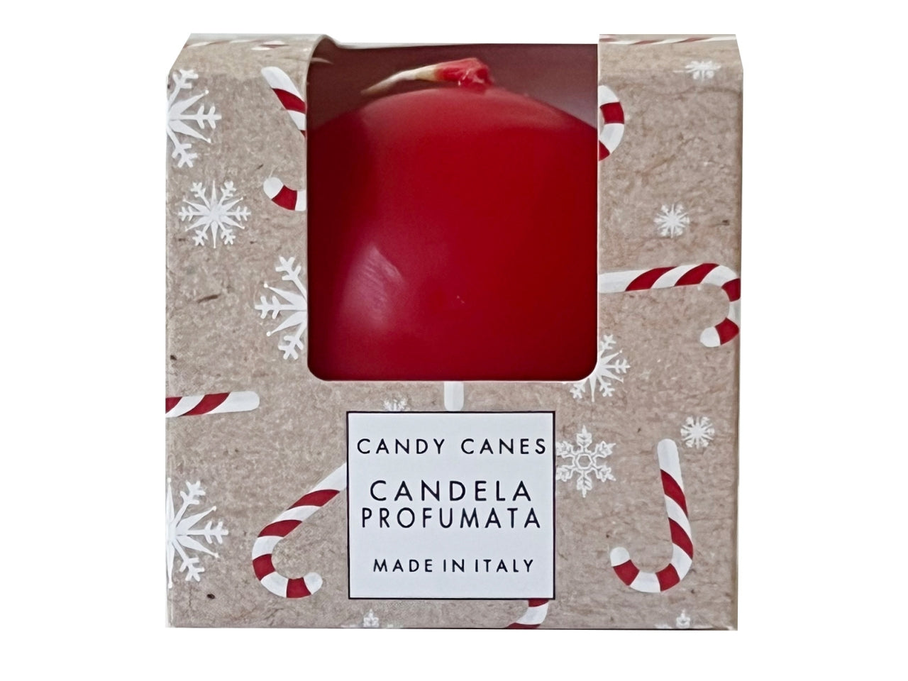 Candela pocket season sfera 6cm profumazione candy canes rossa