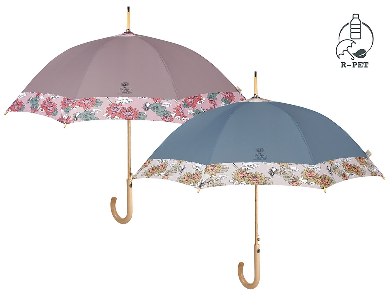 Ombrello donna 61cm automatico con stampa loto