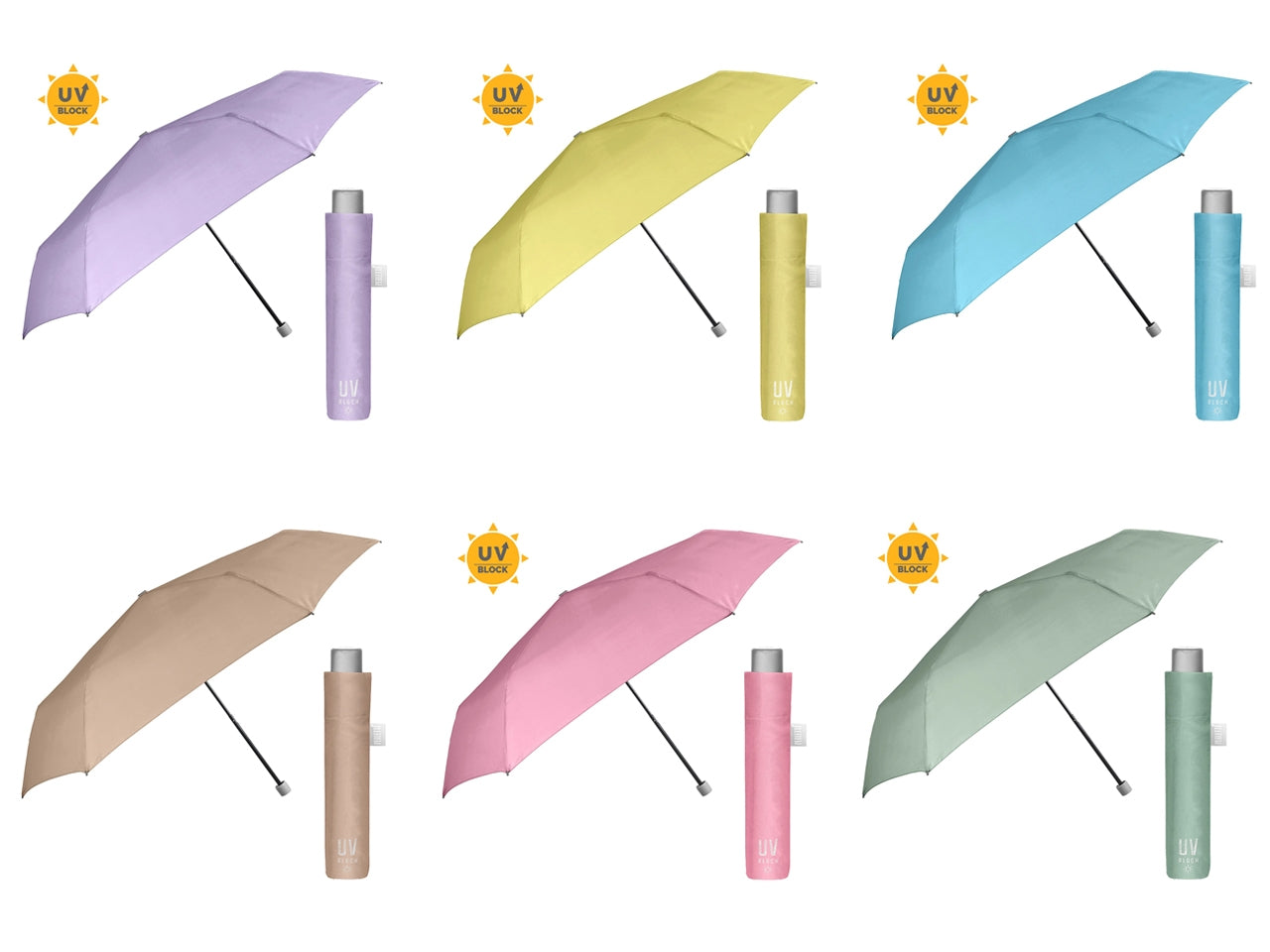 Ombrello donna mini 54cm manuale extraslim tinta unita uv50