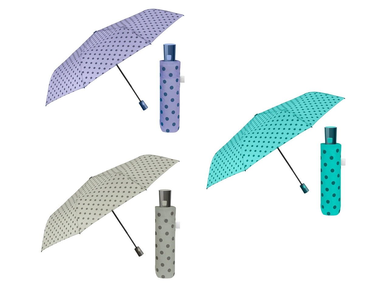 Ombrello donna mini 54cm automatico a pois