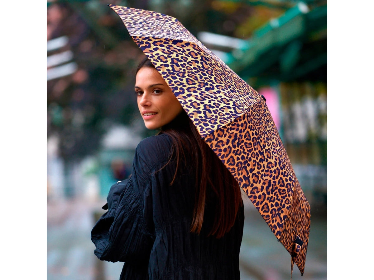 Ombrello donna mini 54cm manuale leopardo $