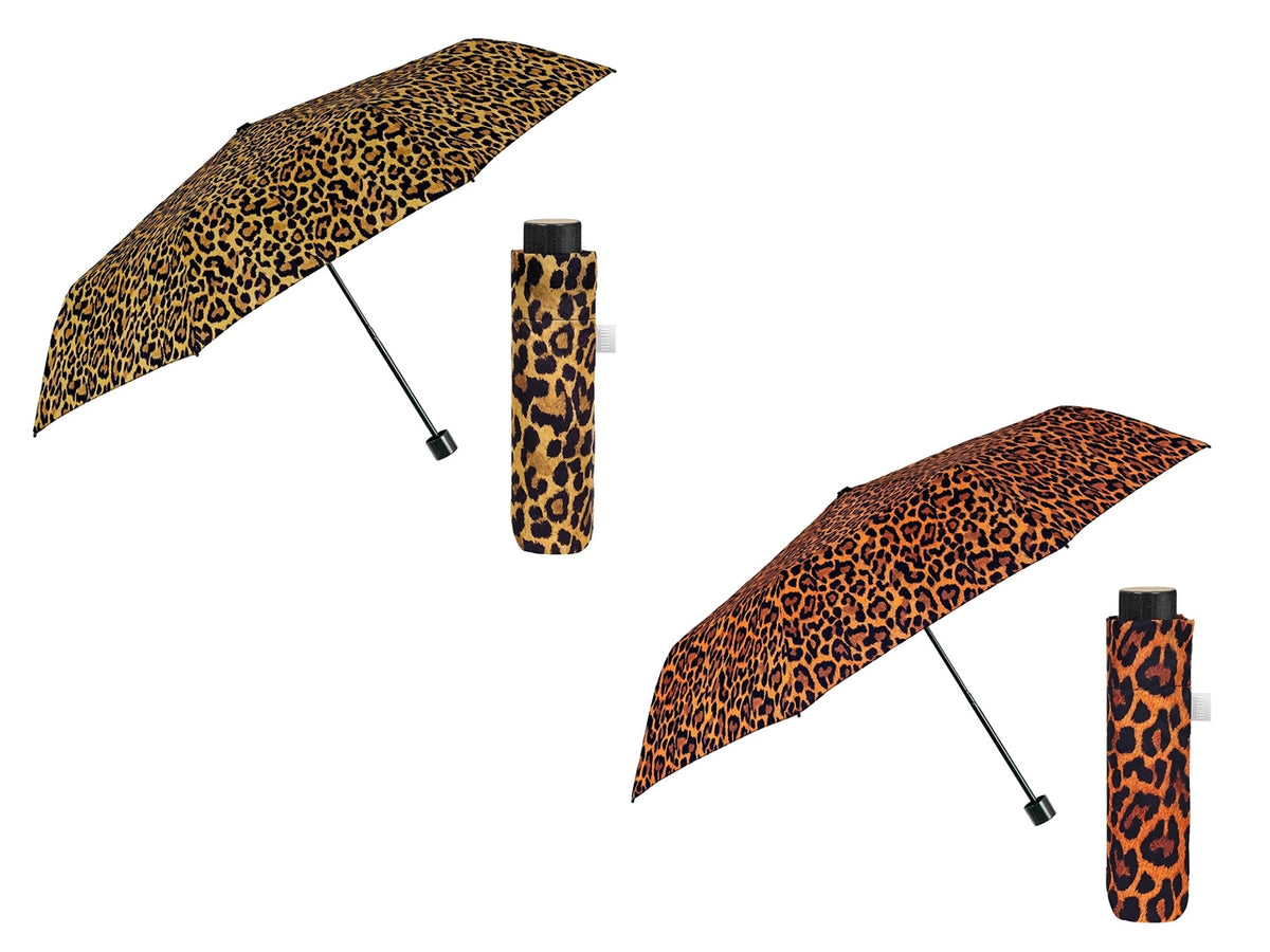 Ombrello donna mini 54cm manuale leopardo $