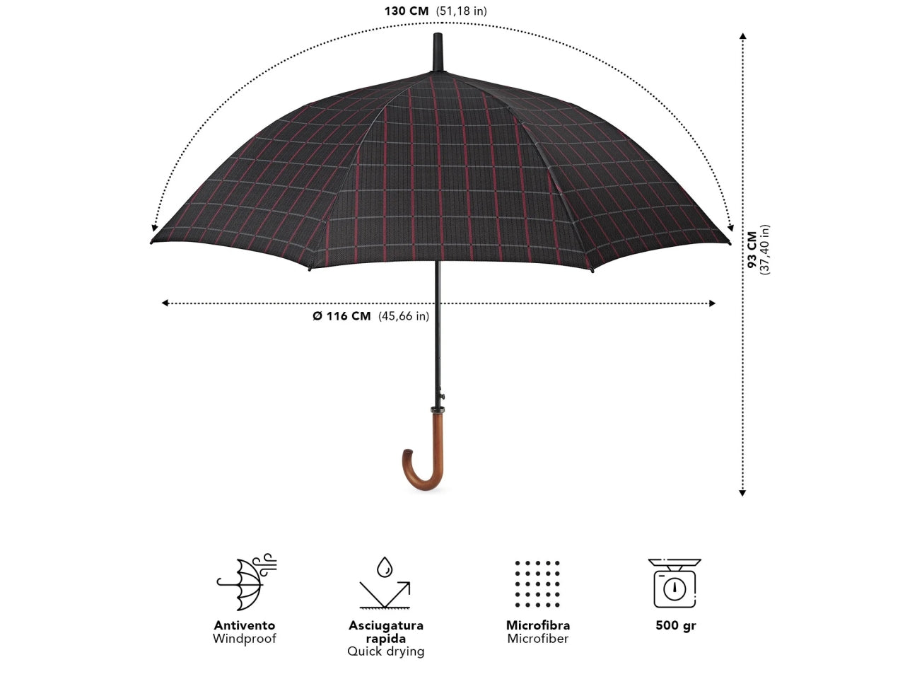 Ombrello uomo 65cm golf automaticoscozzese imp.legno