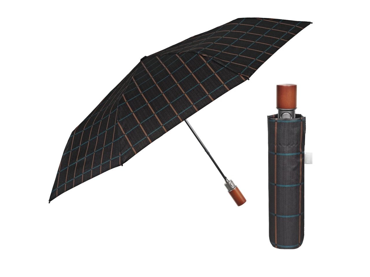 Ombrello uomo mini 54cm automatico scozzese imp.legno