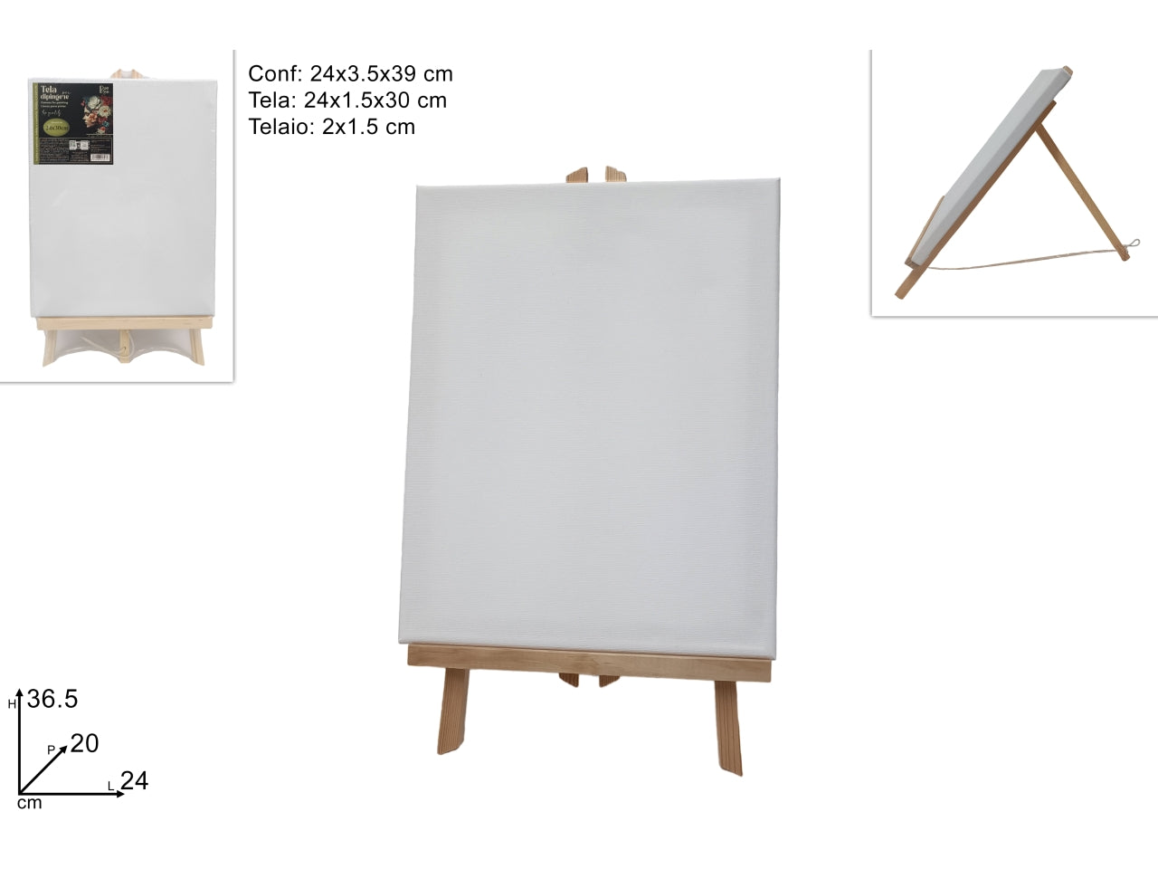 Tela 24x30cm con cavalletto in legno