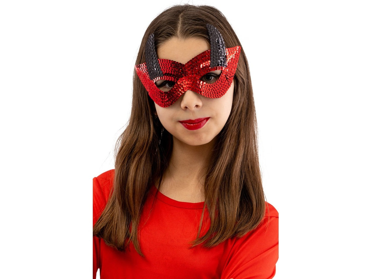 Maschera diavolo in tessuto con paillettes