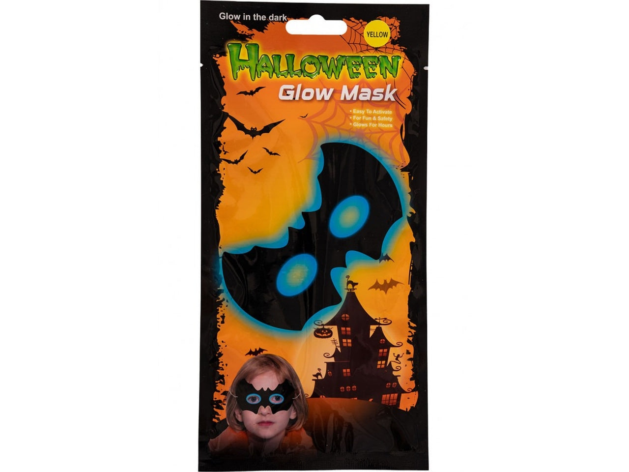 Maschera pipistrello bimbo fosforescente colori assortiti