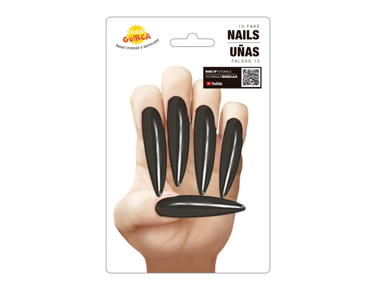 Unghie maxi nere con adesivi