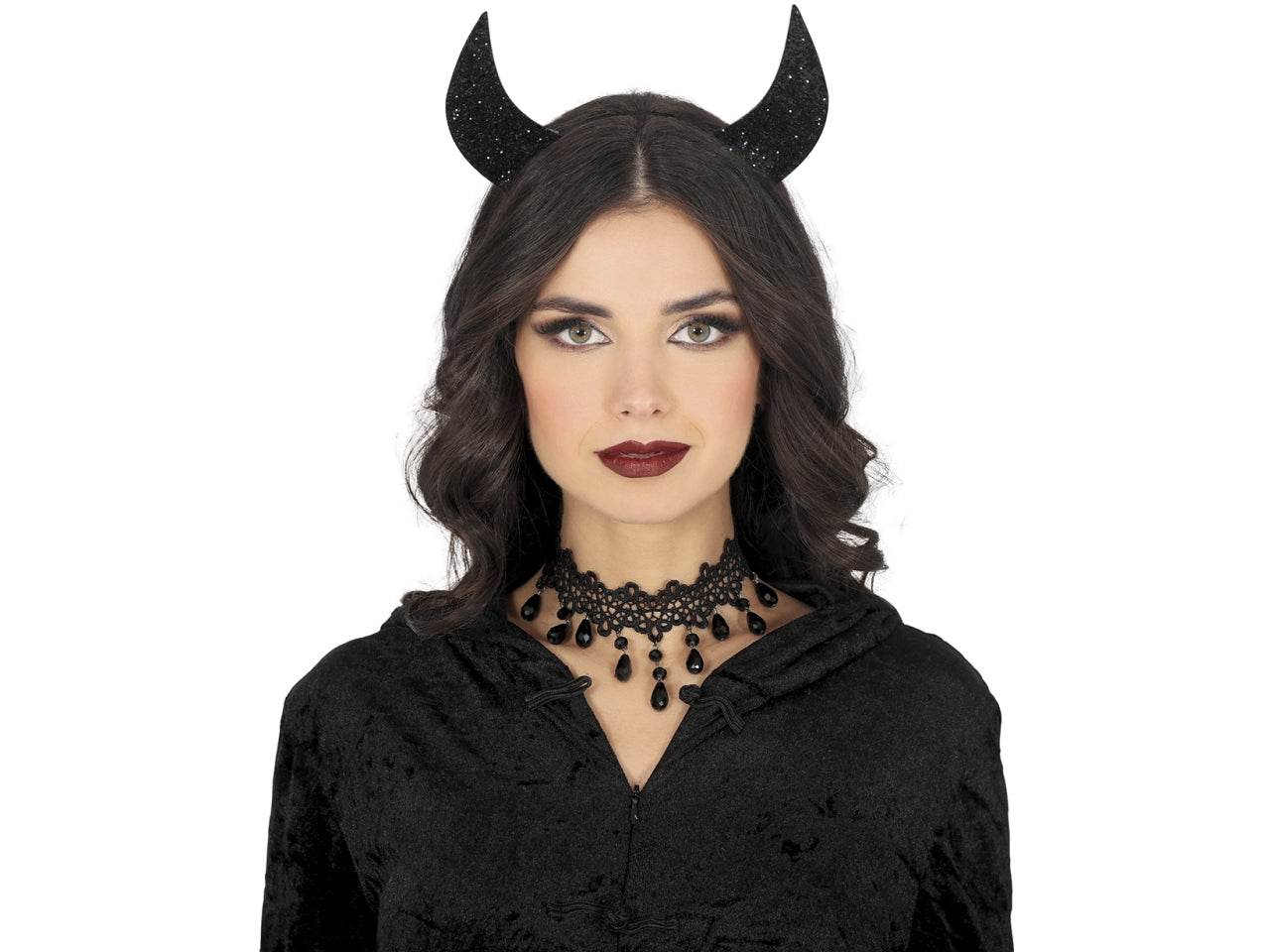 Cerchietto corna neri lucidi