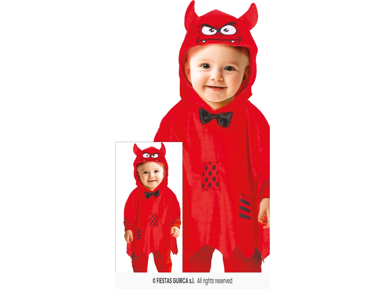 Costume poncho baby demone rosso 18/24 mesi