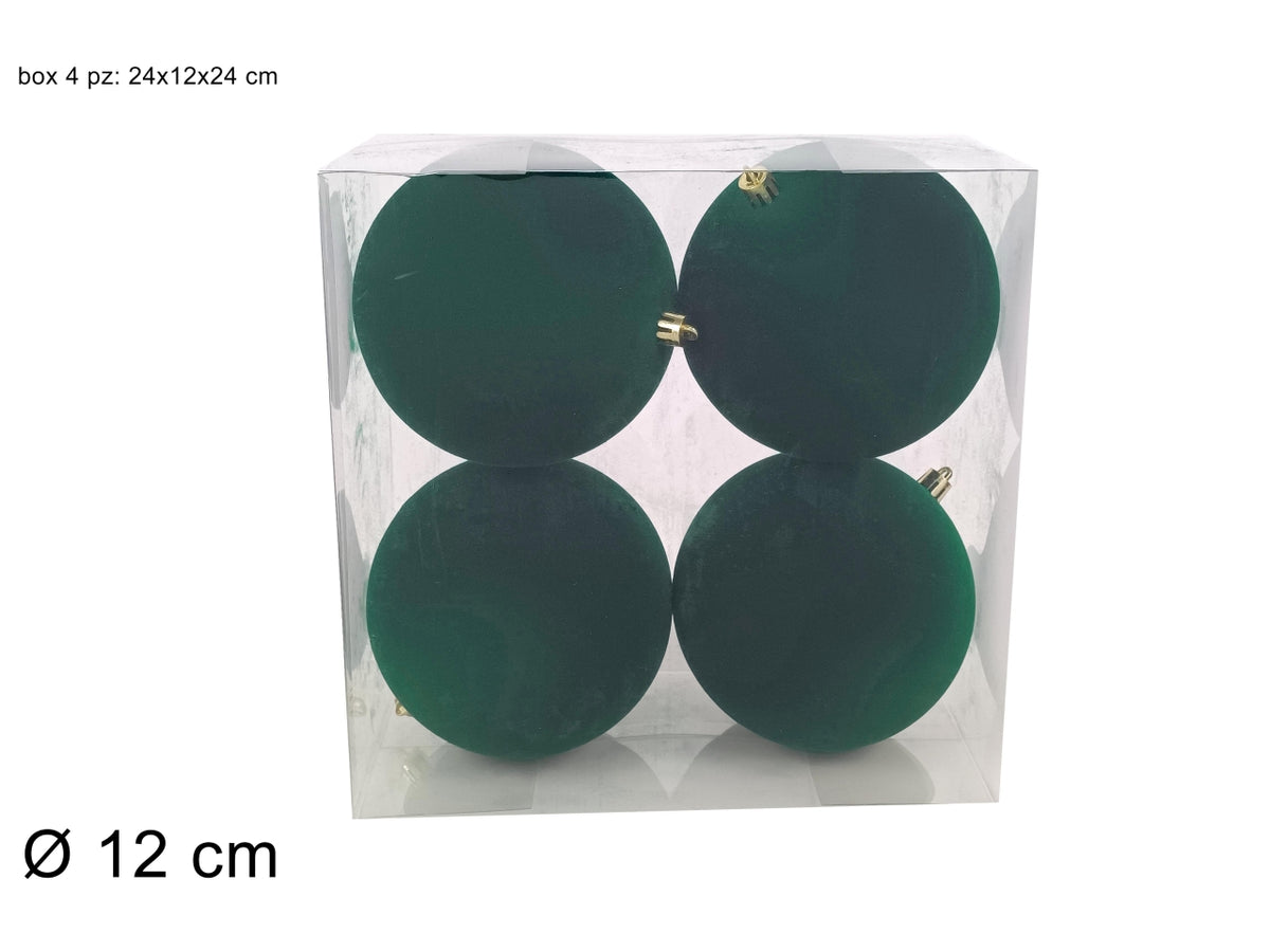 Palle 12cm in confezione da 4 pezzi floccata verde