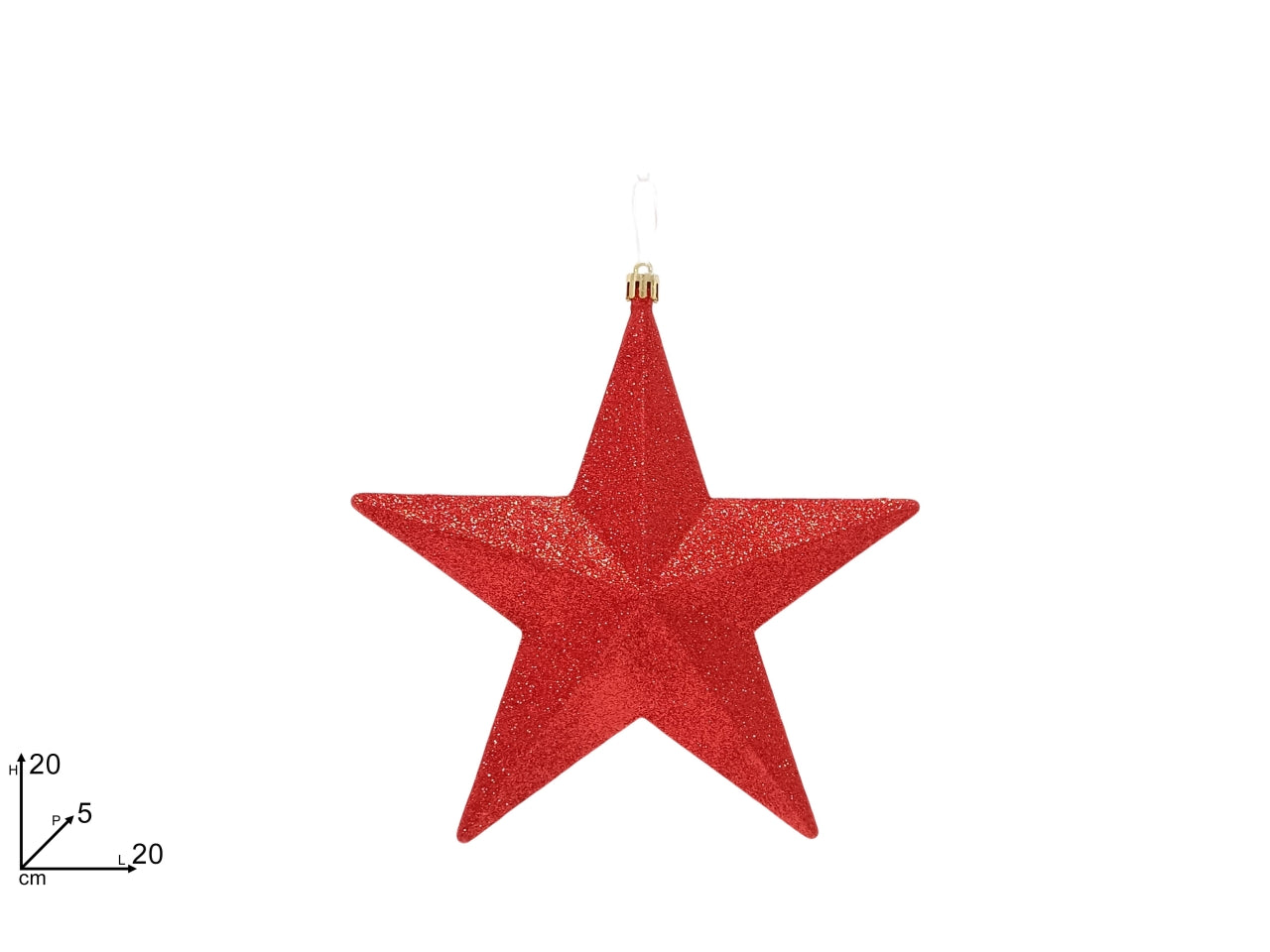 Appendino stella 20cm glitter rossa