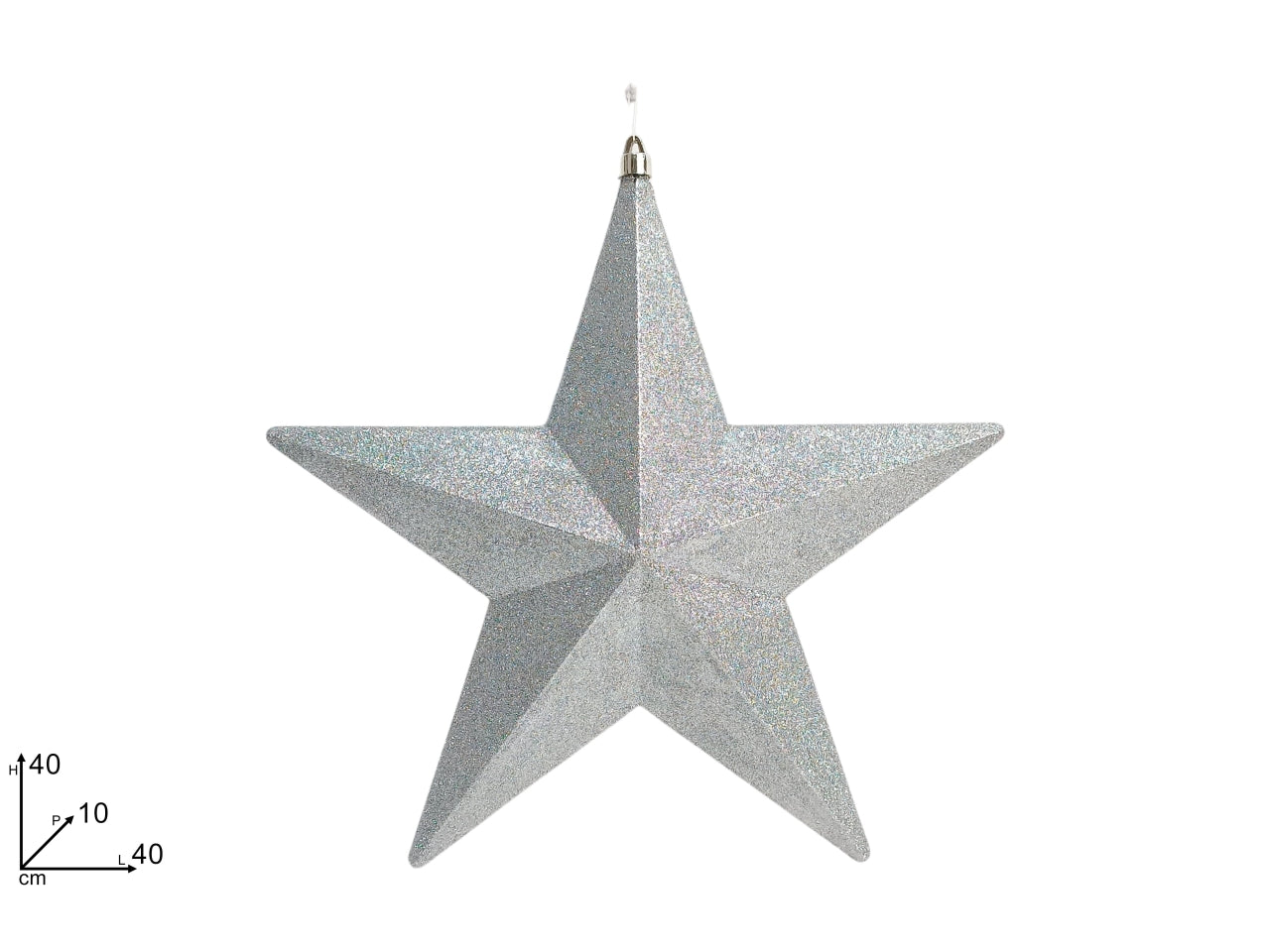 Appendino stella 40cm glitter argento