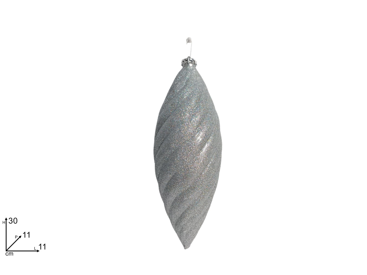Appendino goccia 30cm glitter silver