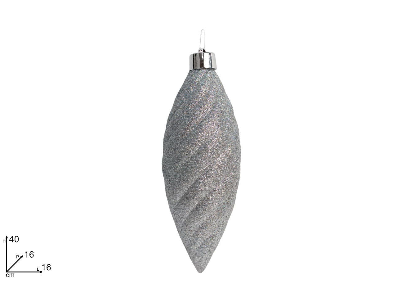 Appendino goccia 40cm glitter silver