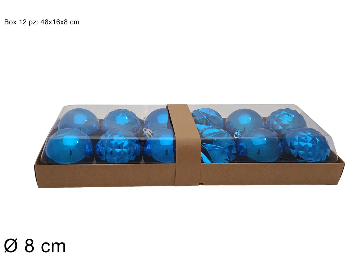 Palla 8cm in confezione da 12 pezzi modelli assortiti blu