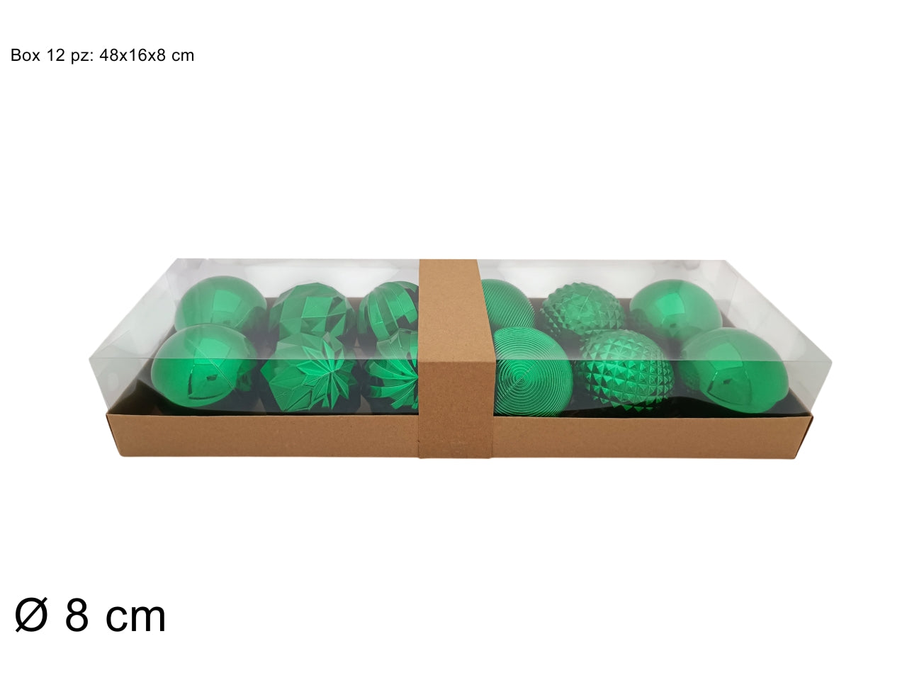 Palla 8cm in confezione da 12 pezzi modelli assortiti verde