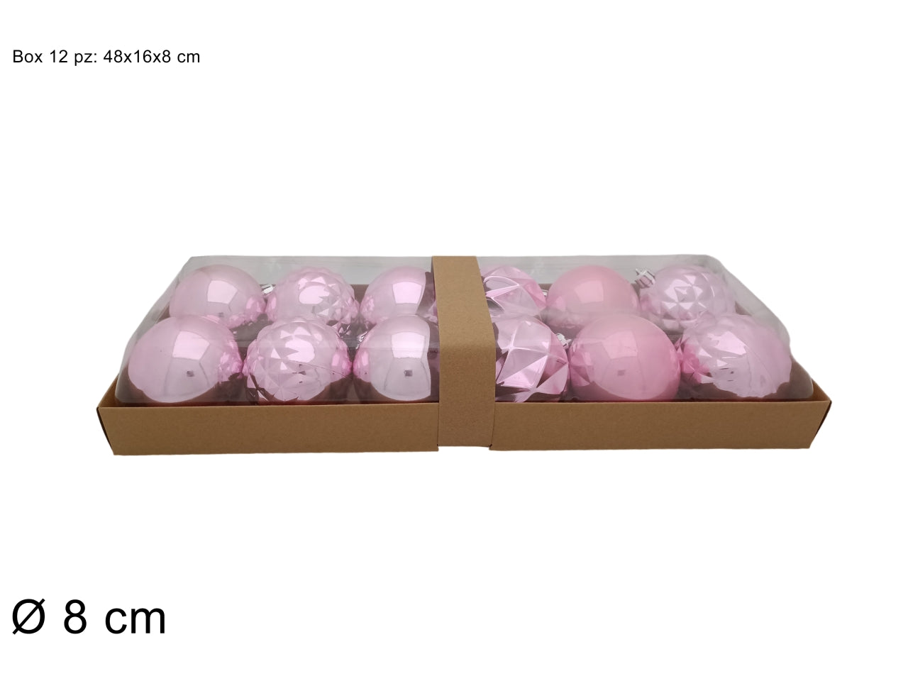 Palla 8cm in confezione da 12 pezzi modelli assortiti rosa