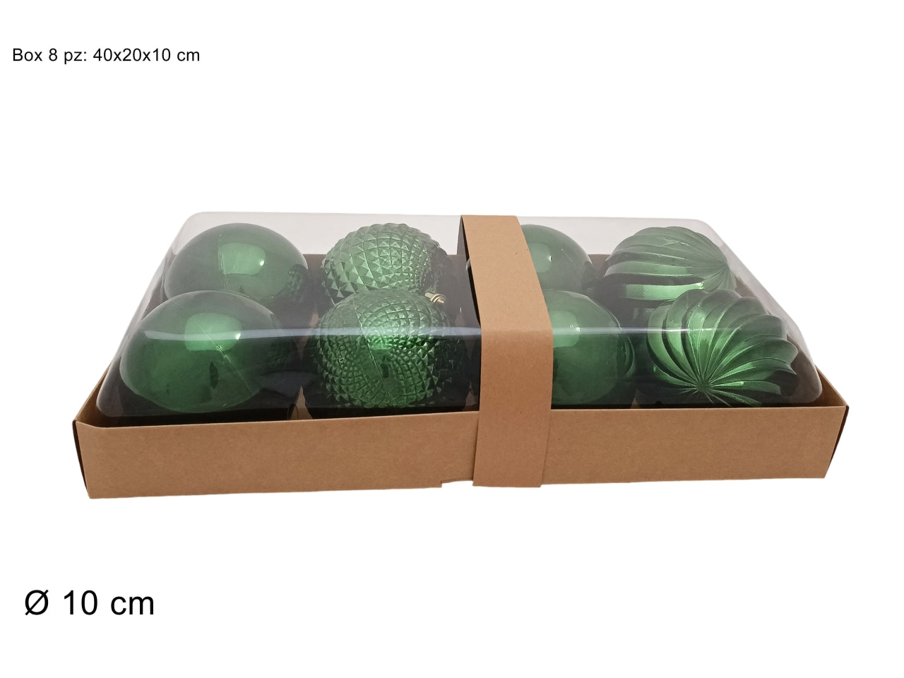 Palla 10cm in confezione da 8 pezzi modelli assortiti verde scuro
