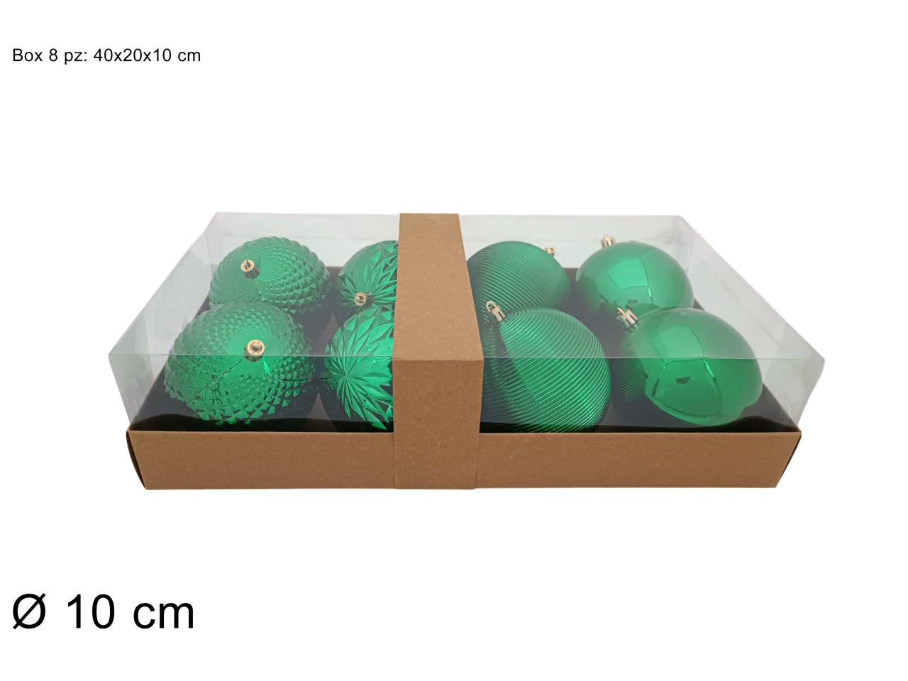 Palla 10cm in confezione da 8 pezzi modelli assortiti verde scuro