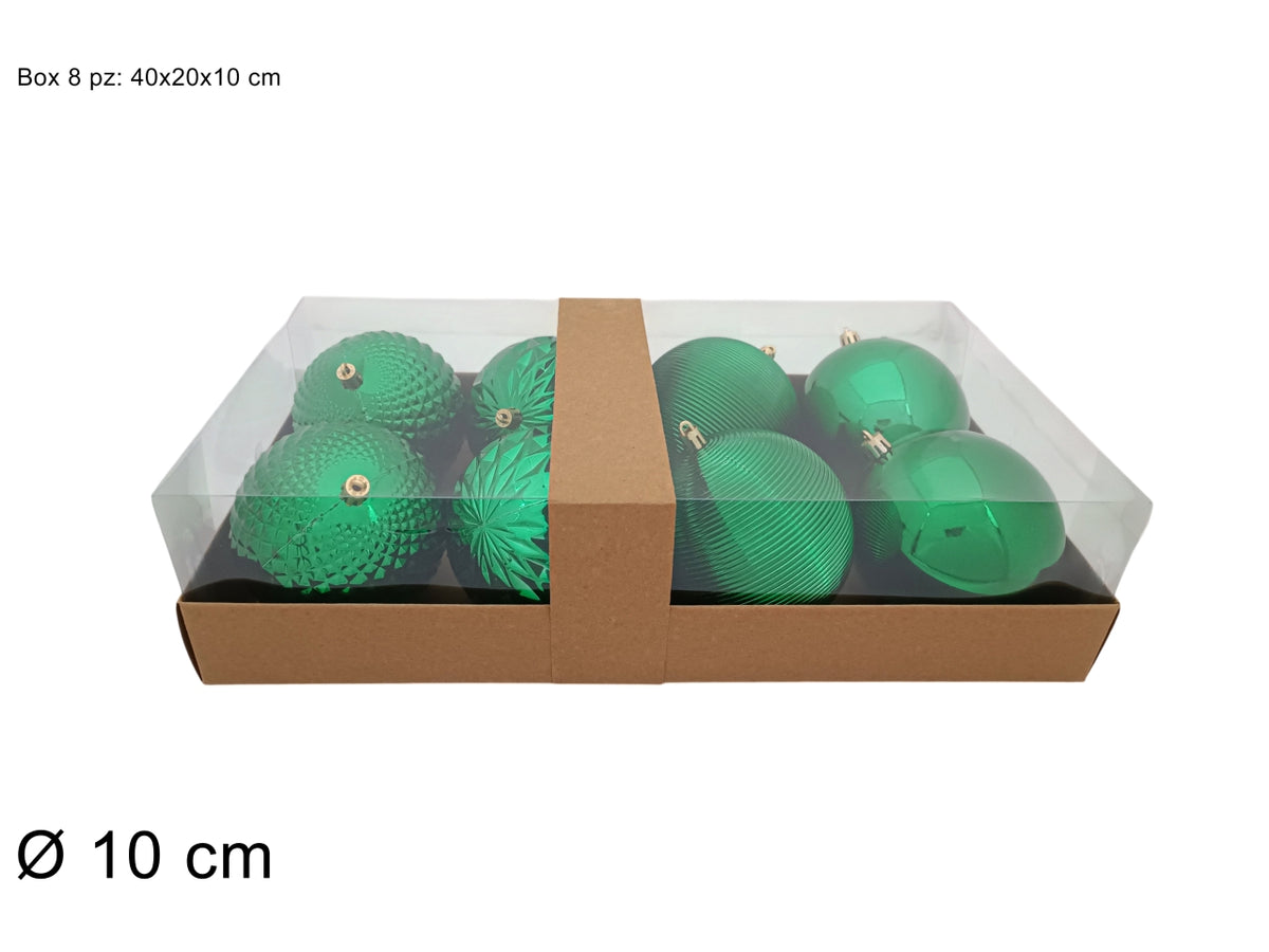 Palla 10cm in confezione da 8 pezzi modelli assortiti verde scuro