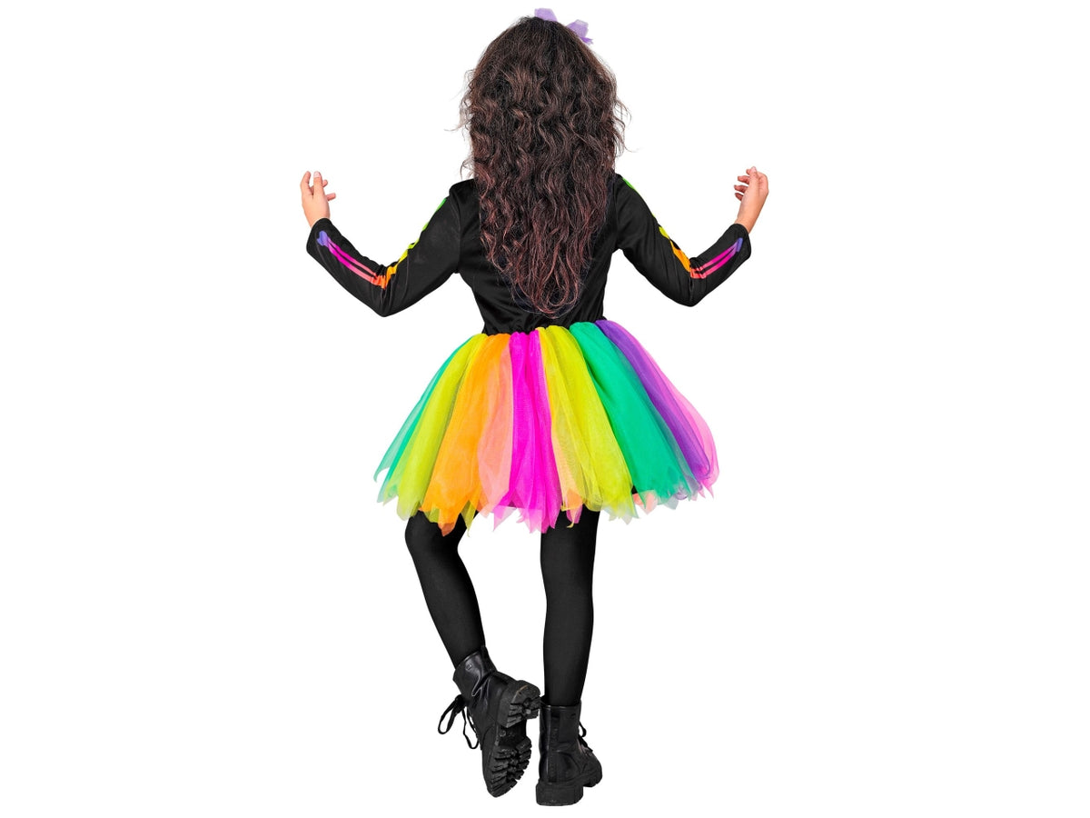 Costume scheletro 140cm 8-10anni composto da tutù e cerchietto fiocco teschio