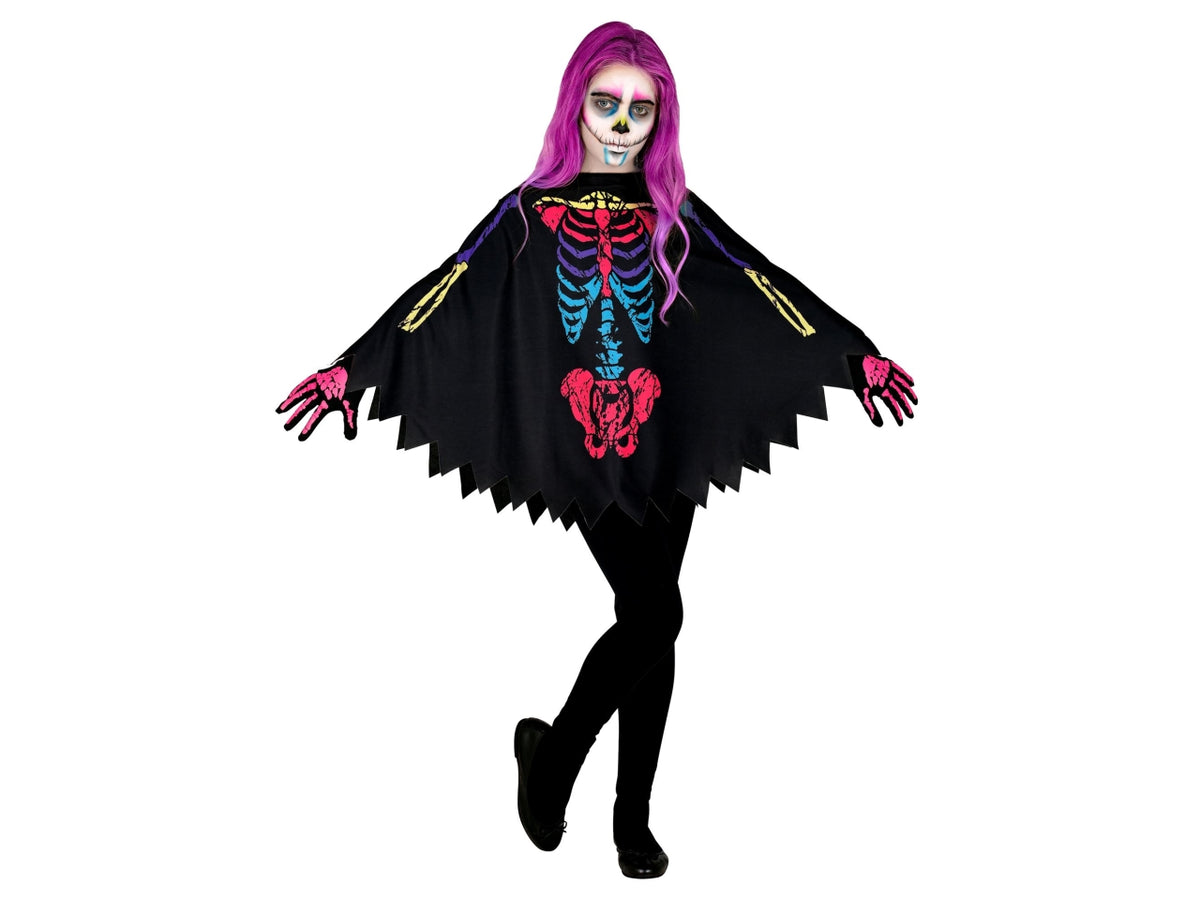 Costume scheletro colorato poncho bimbo