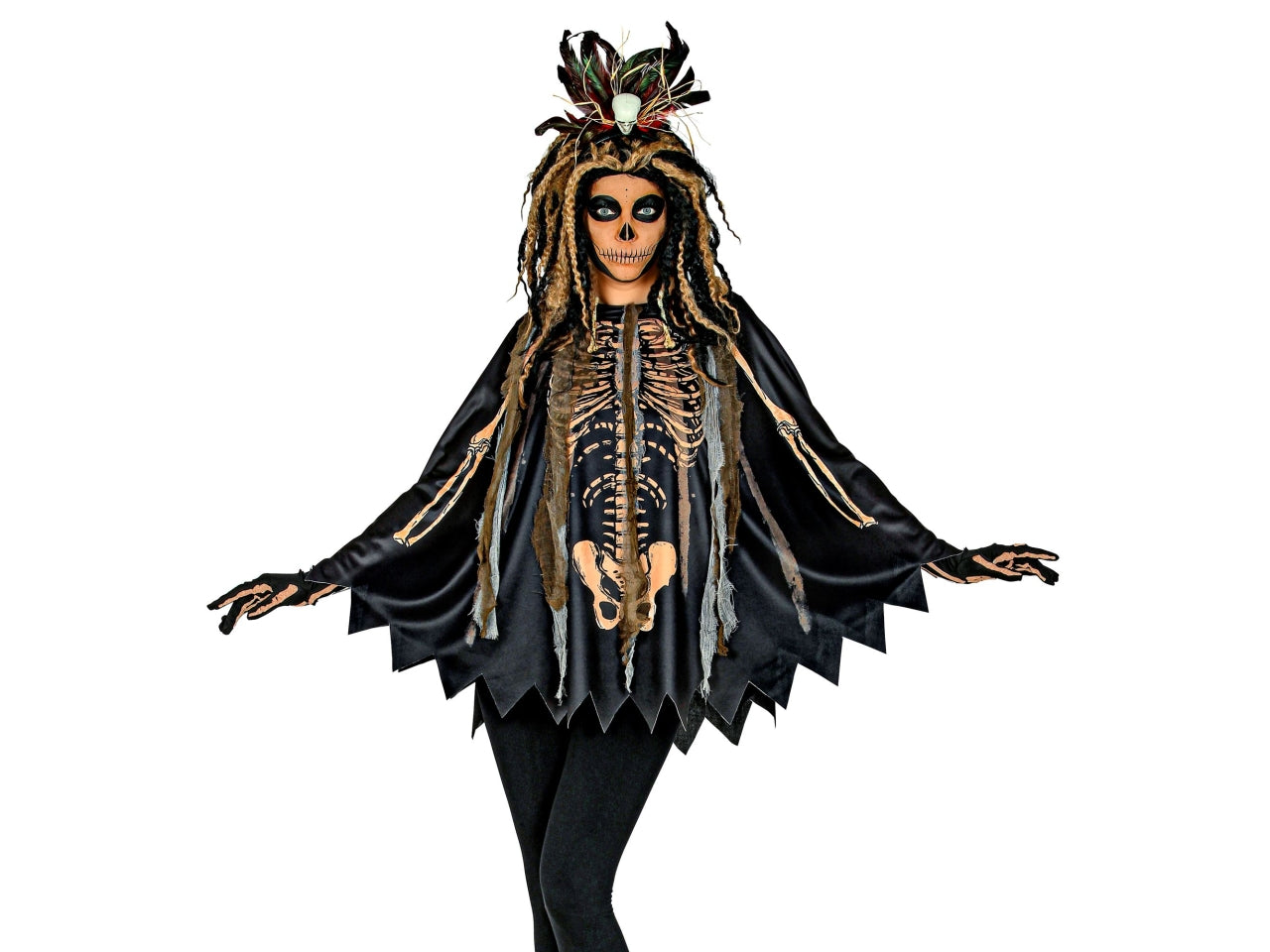 Costume sacerdote voodoo poncho adulto