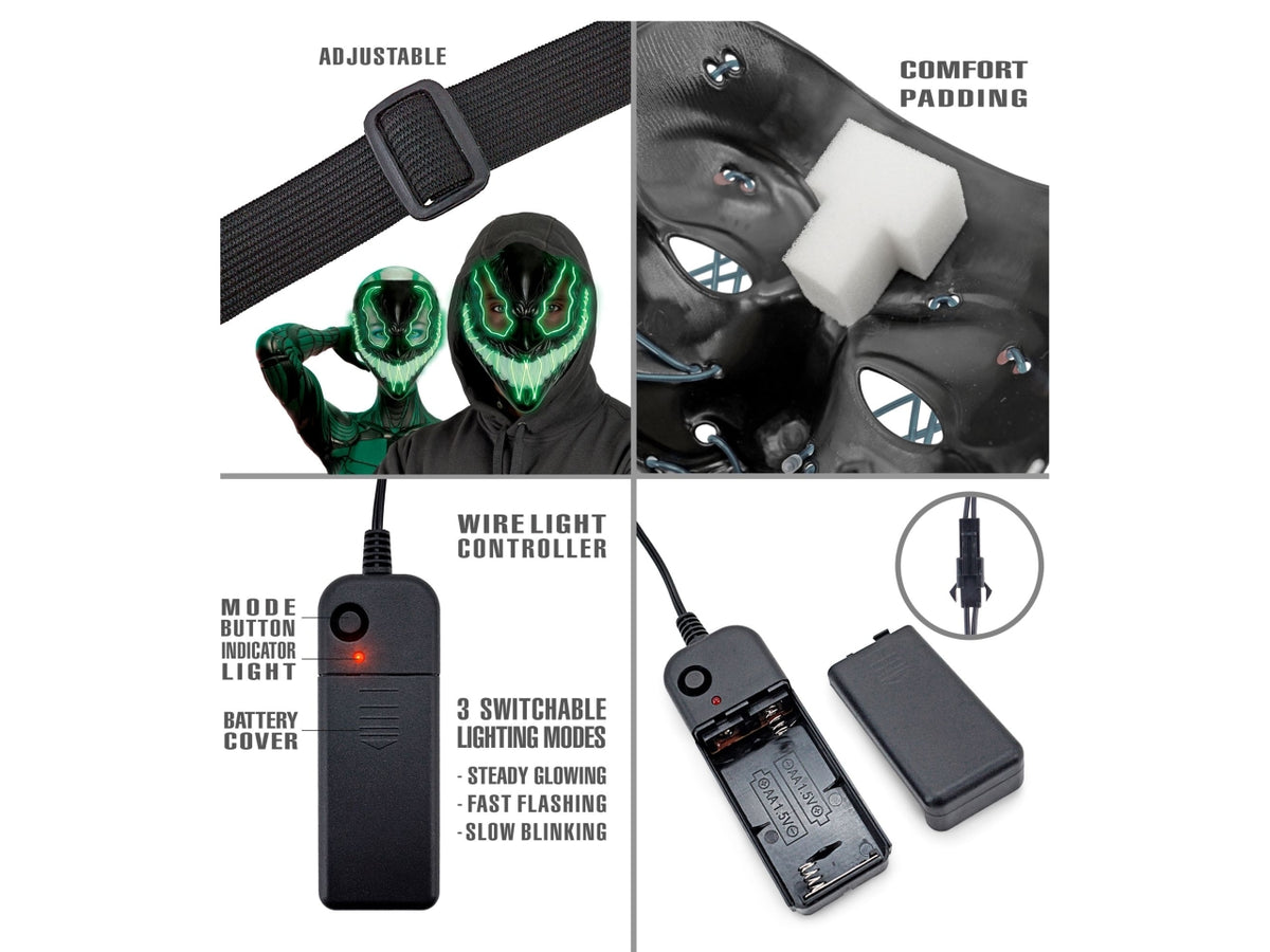 Maschera mostro con led verde