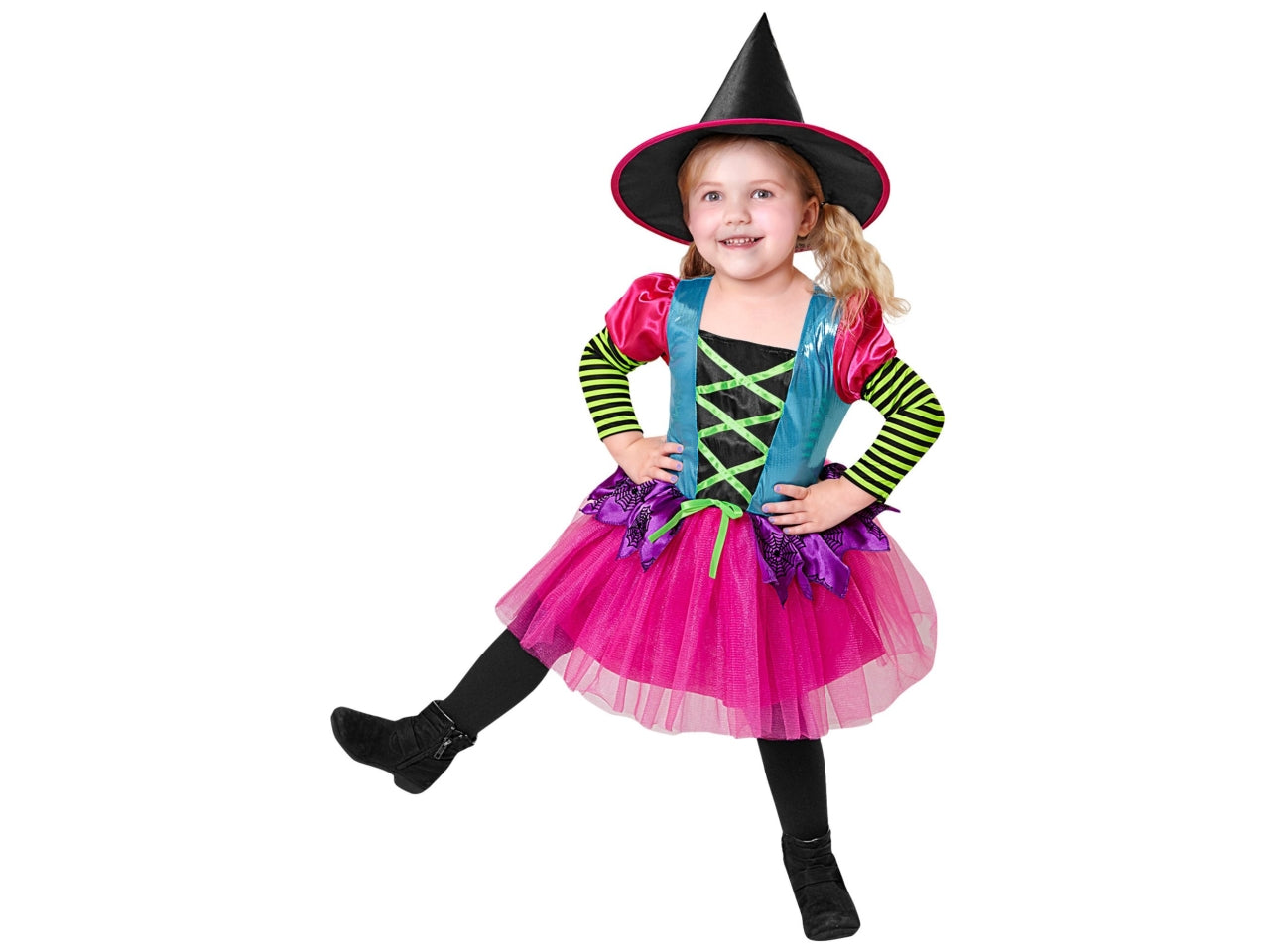 Costume strega 140cm 8-10anni composto da vestito e cappello