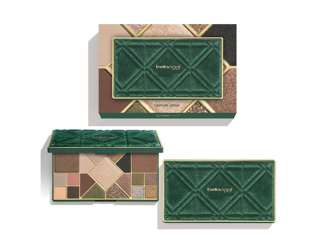 Bellaoggi couture green palette con 16 ombretti,1 illuminante e 2terre
