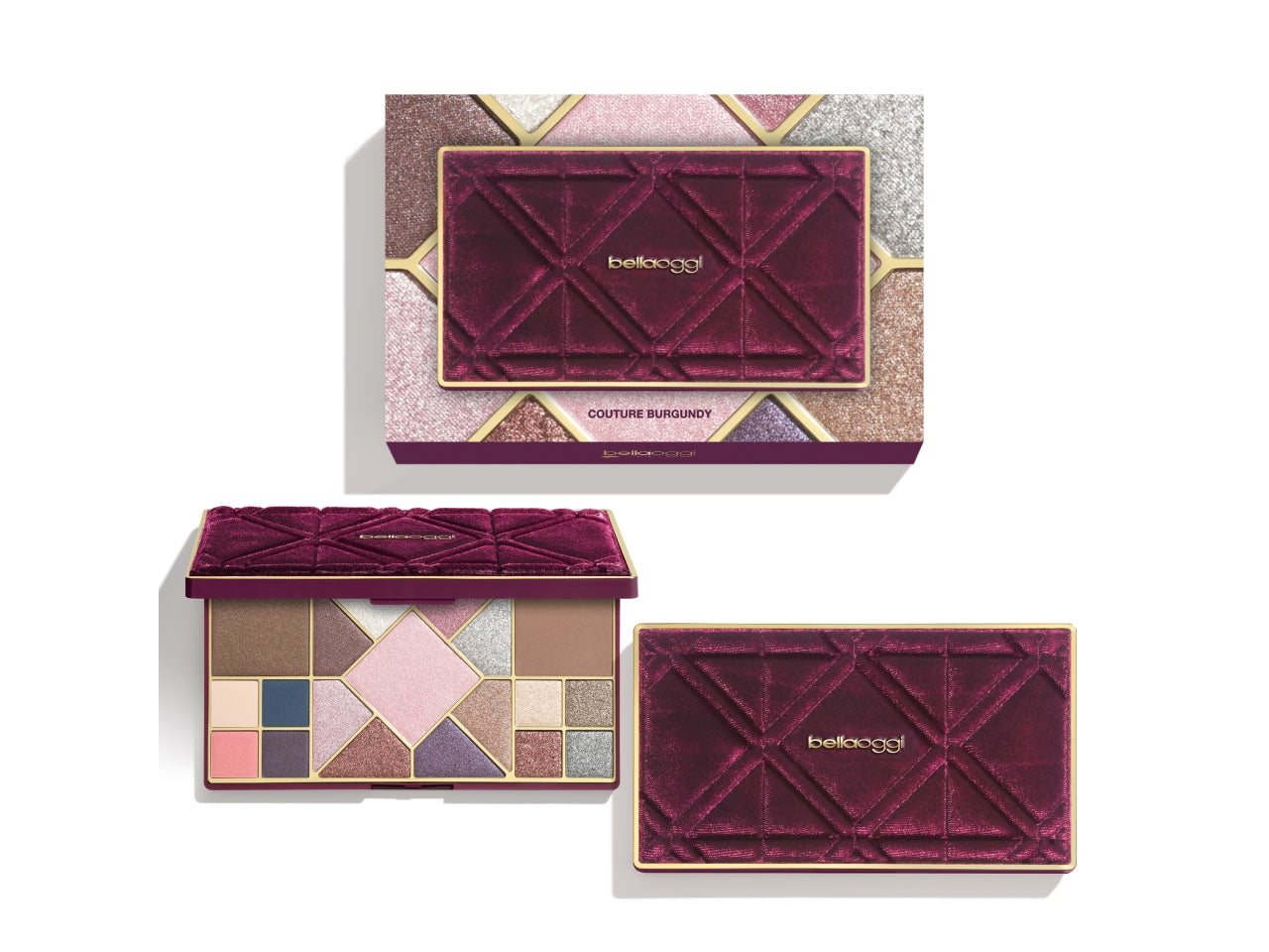 Bellaoggi couture burgundy palette con 16 ombretti,1 illuminante e 2terre