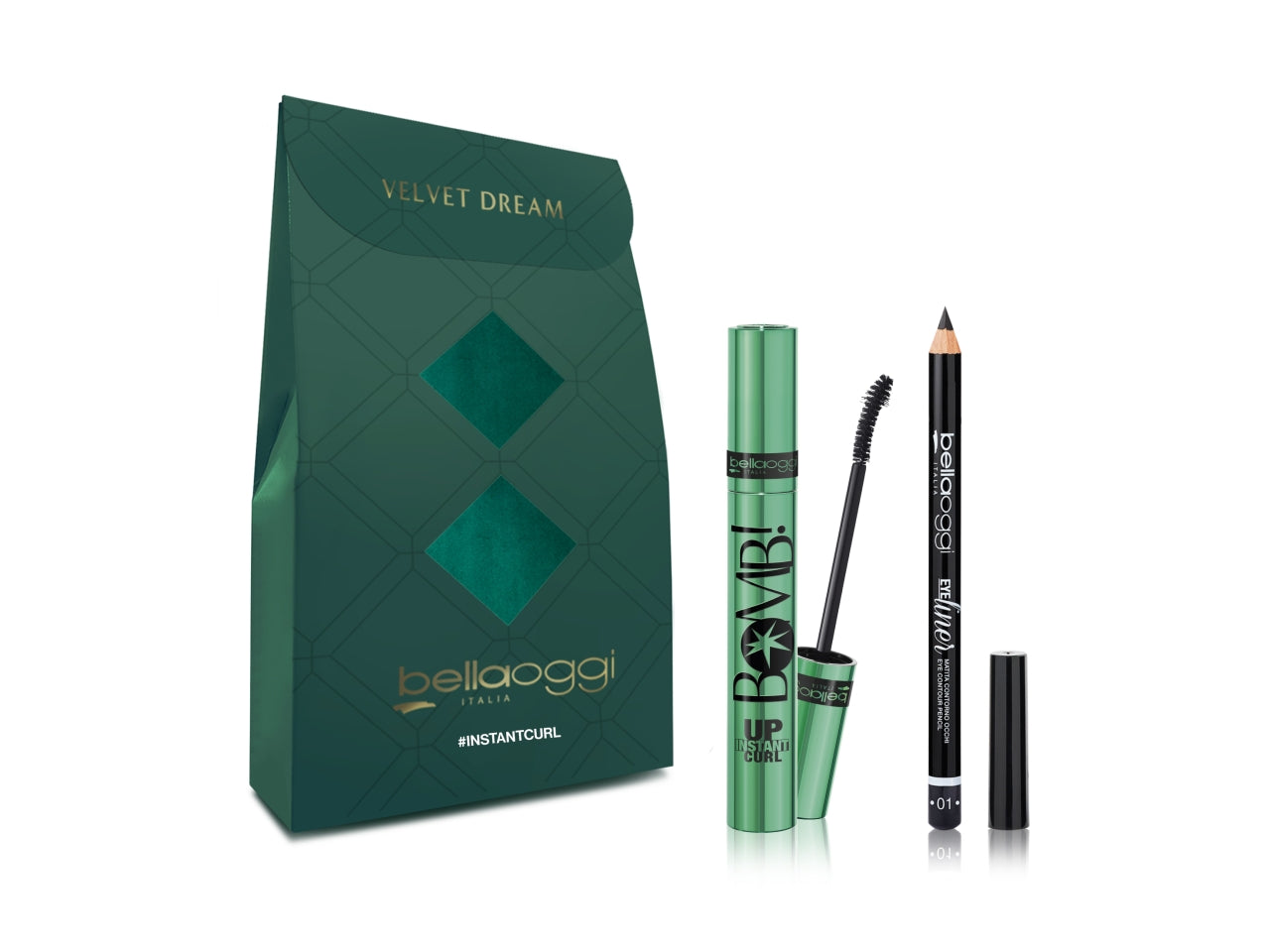 Bellaoggi mini git istant curl confezione regalo con mascara bomb e matita occhi col.01 $