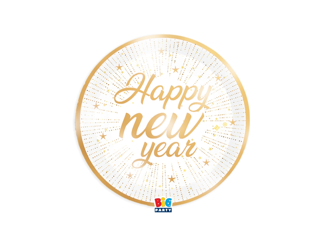 Happy new year piatti 18cm in confezione da 6 pezzi oro